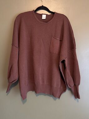 Chocolate Crewneck Sweater with Pocket